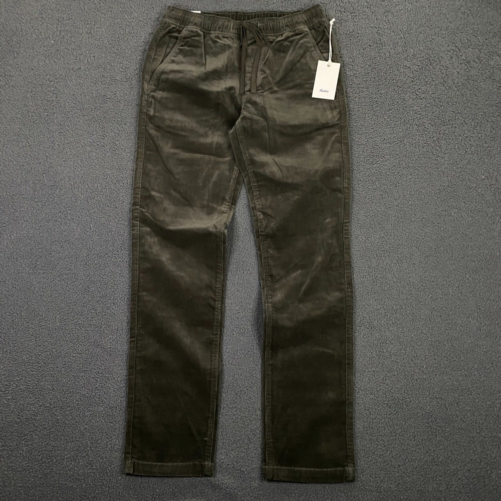 Katin Pipeline Pant size Small Lead Gray Corduroy Elastic Waist Drawstring Chino